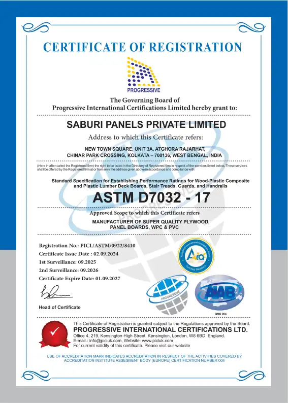 ASTM D7032 - 17 — Manufacturer of Super Quality Plywood Panel Boards, WPC & PVC - 2017