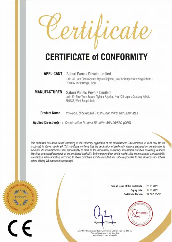 Certificate of Conformity (CE) — Certificate of Conformity